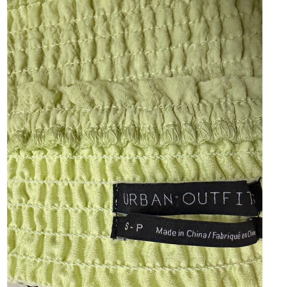 Urban Outfitters Lime Green Smocked Tiered Mini Dress Long Sleeve Small Lined - Picture 2 of 5